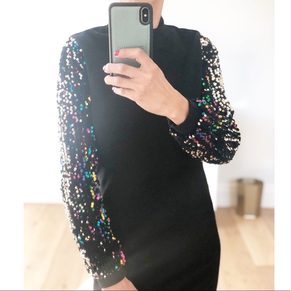 PHILADELPHIA Holiday Dress Long Sequin Sleeves - Picture 3 of 11